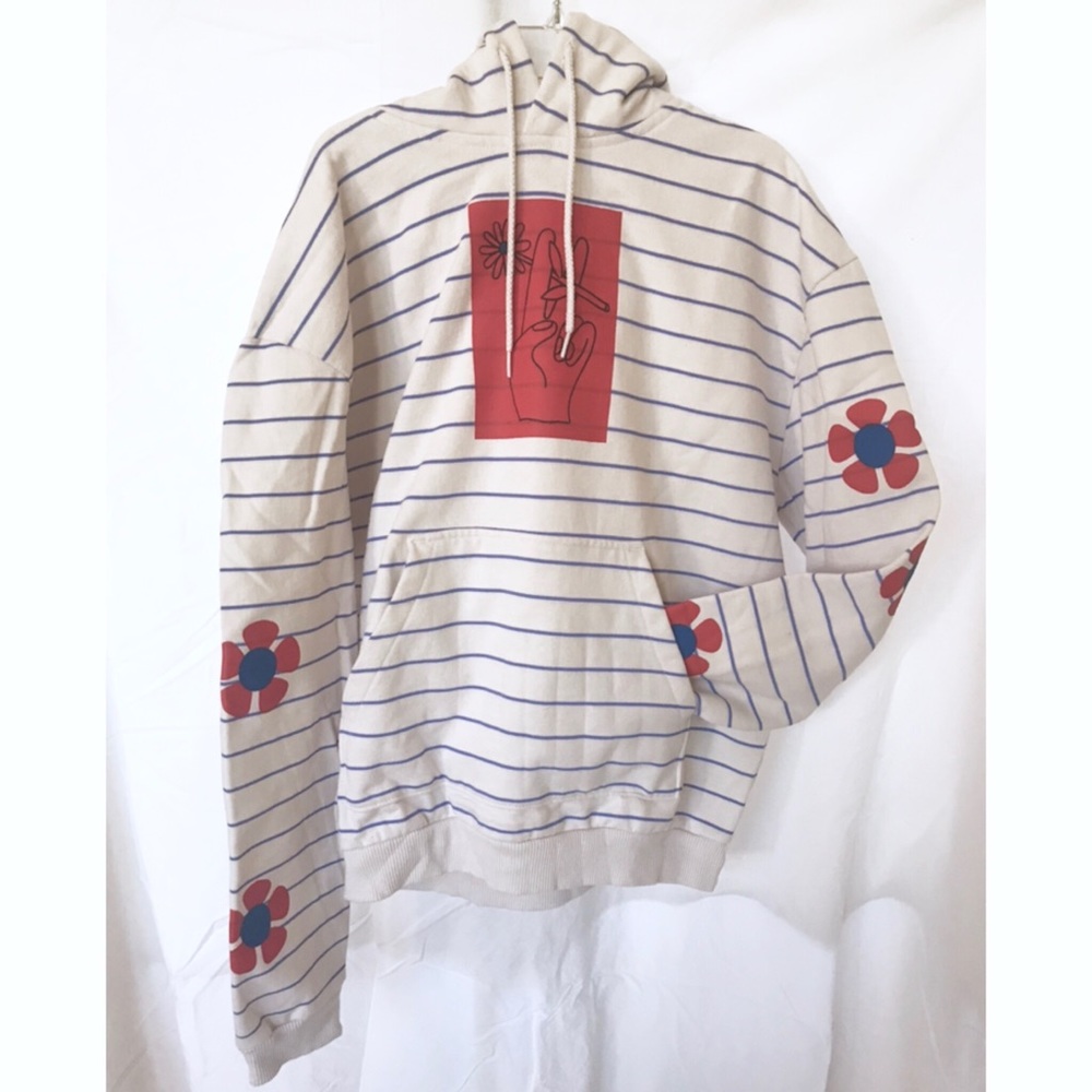 Urban Outfitters | Striped Peace Sign Hoodie